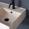 Beige Travertine Design Ceramic Wall Mounted or Vessel Sink With Counter Space